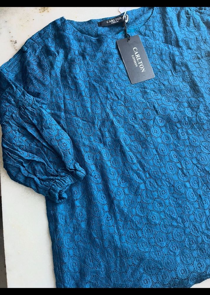 Blue lace top