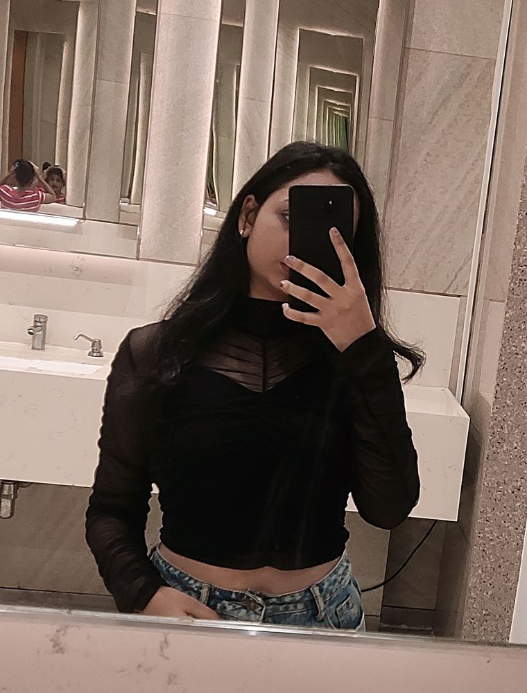 Black Mesh Top With Inner Attached