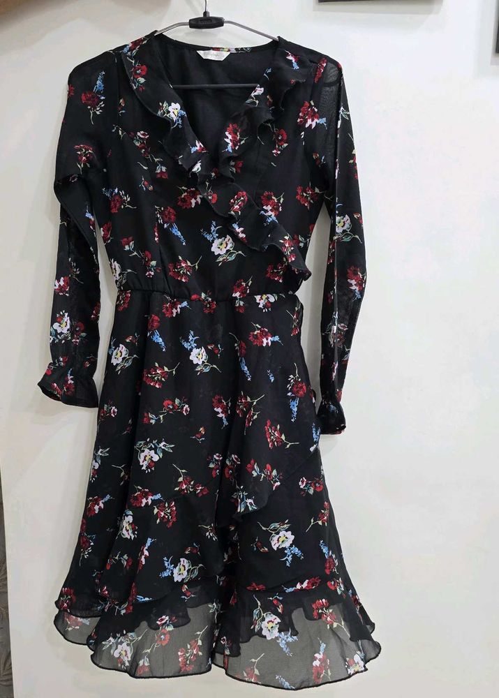 Floral Black Dress