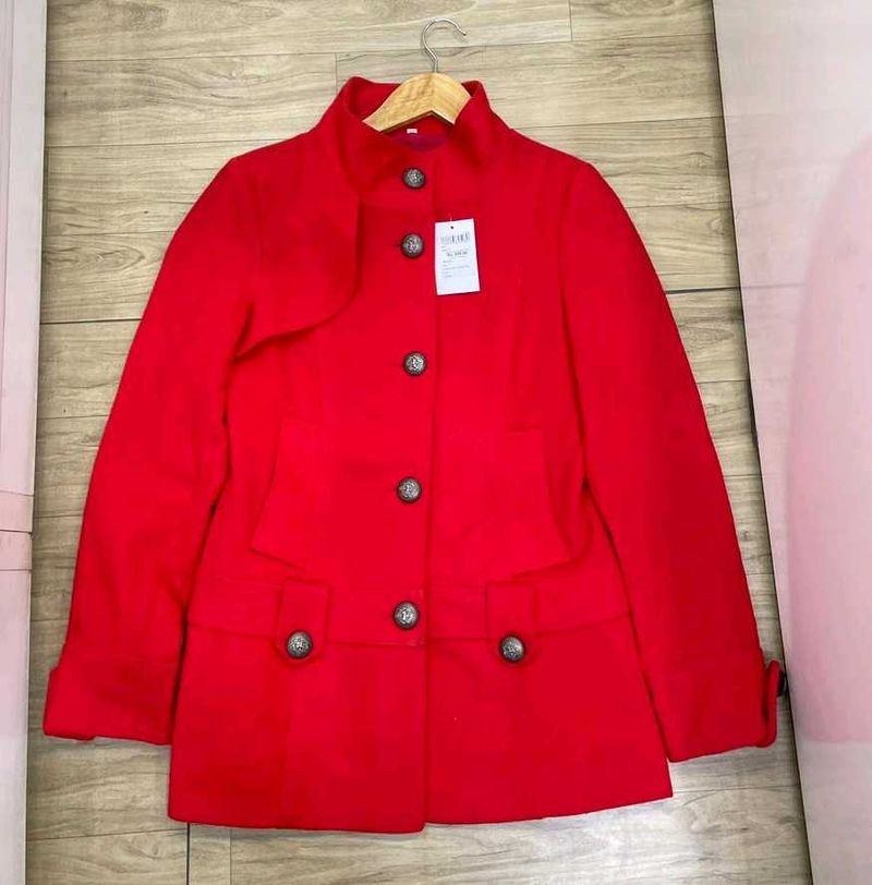 Red Button-Up Winter Coat