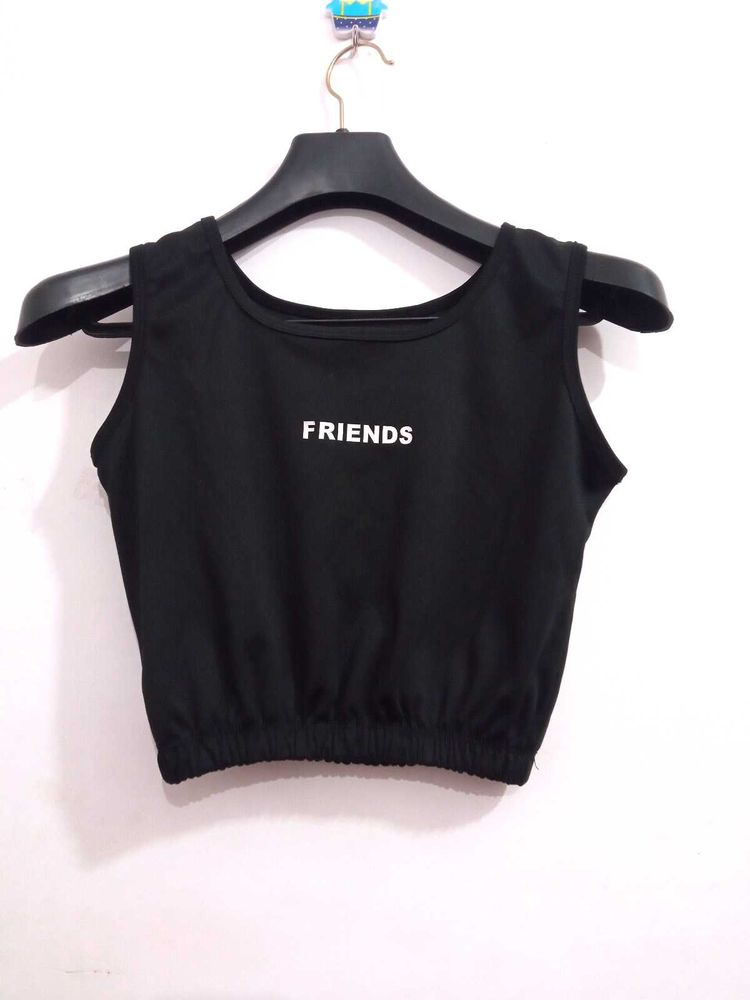 Black Sleeveless Crop Top