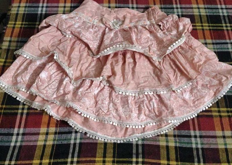 Peach Color Short Skirt