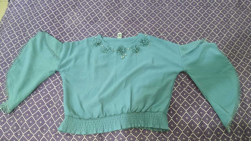 Blue Embellished Women's Top