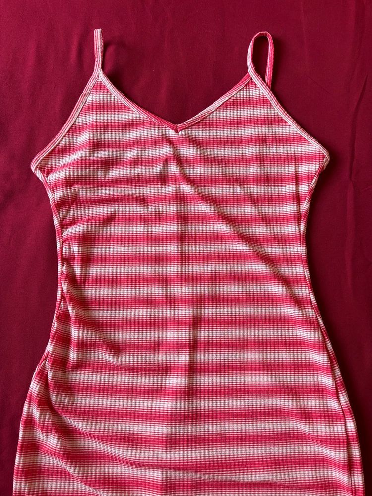 Outryt Striped Midi Bodycon Dress