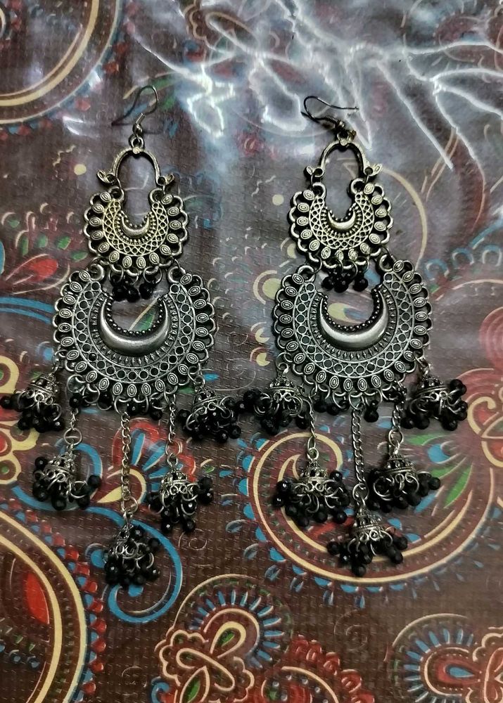 Oxidised Earrings (Black)