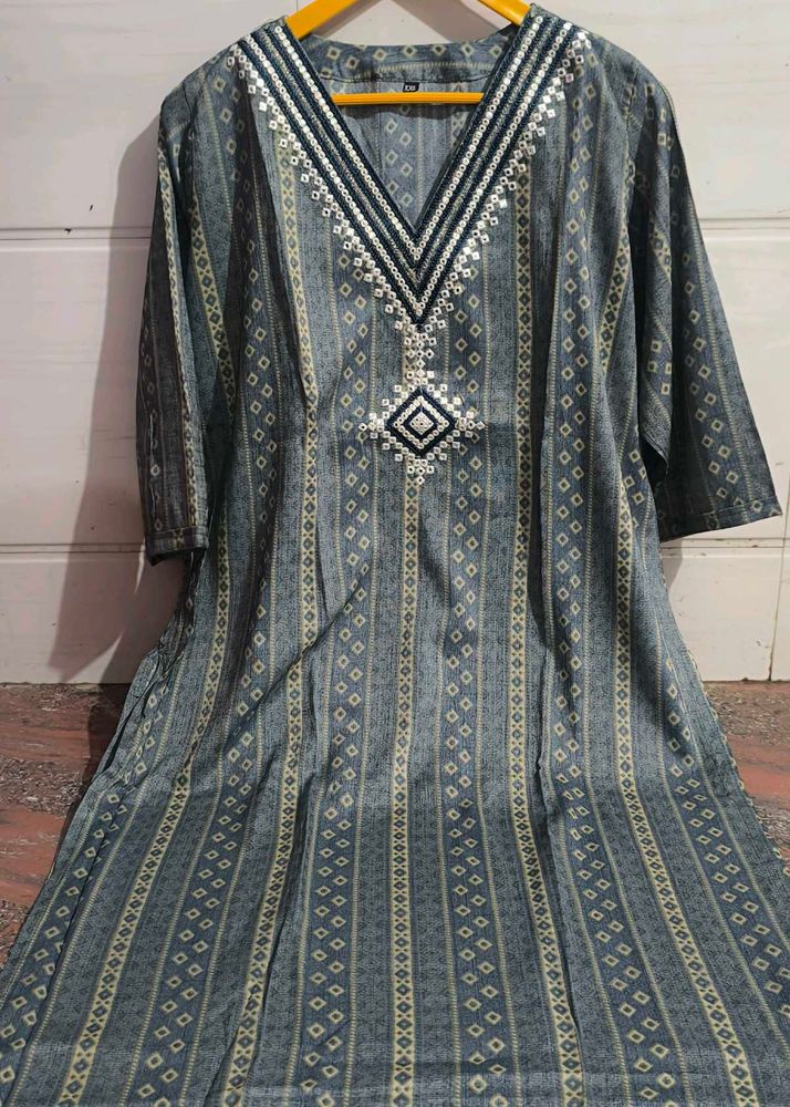 Embroidered Grey Kurti Xxl