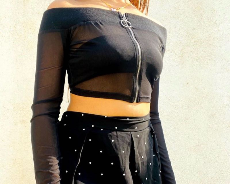 Sheer Black Off-Shoulder Top