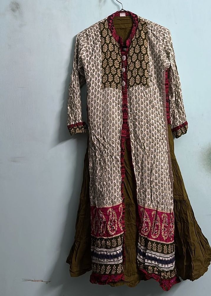 Cotton Ethnic Long Flare Kurti