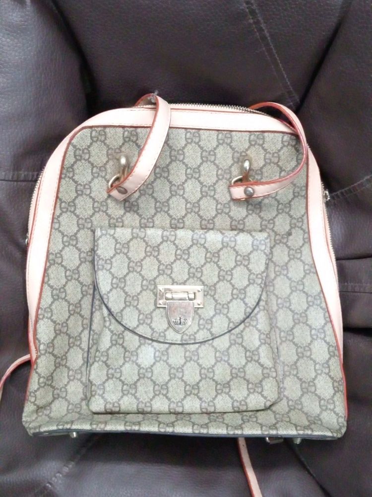 Grey and Pink Backpack
