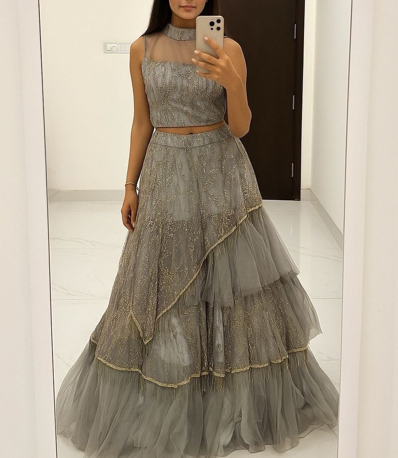 Grey heavy lehenga