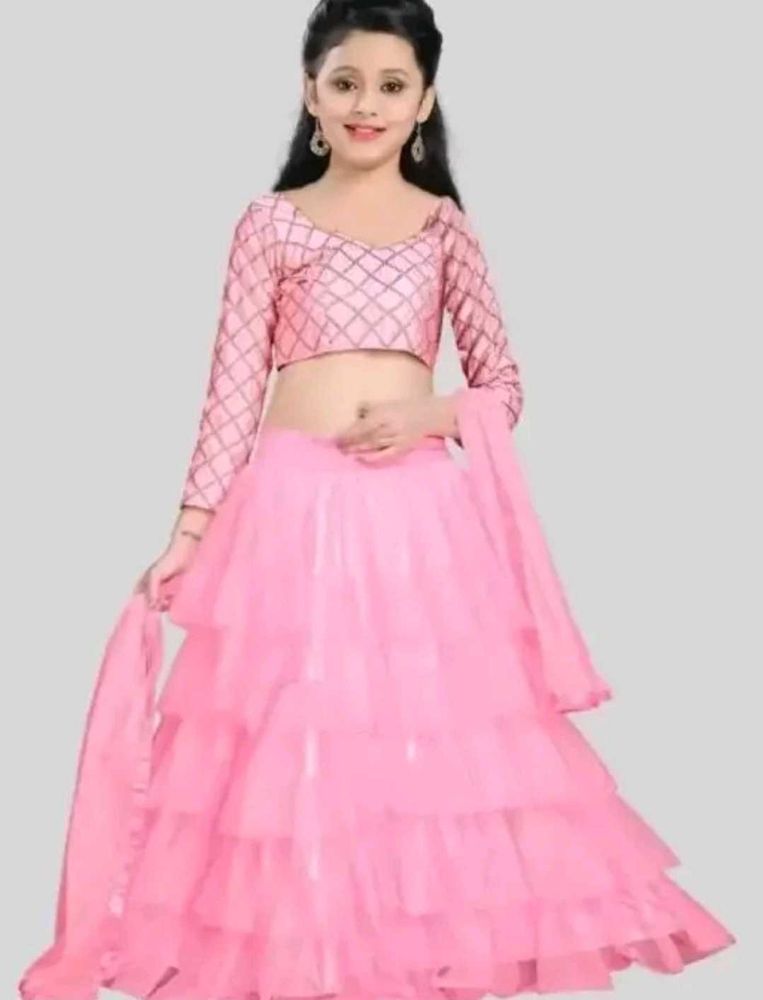 Girls Pink Lehenga Choli