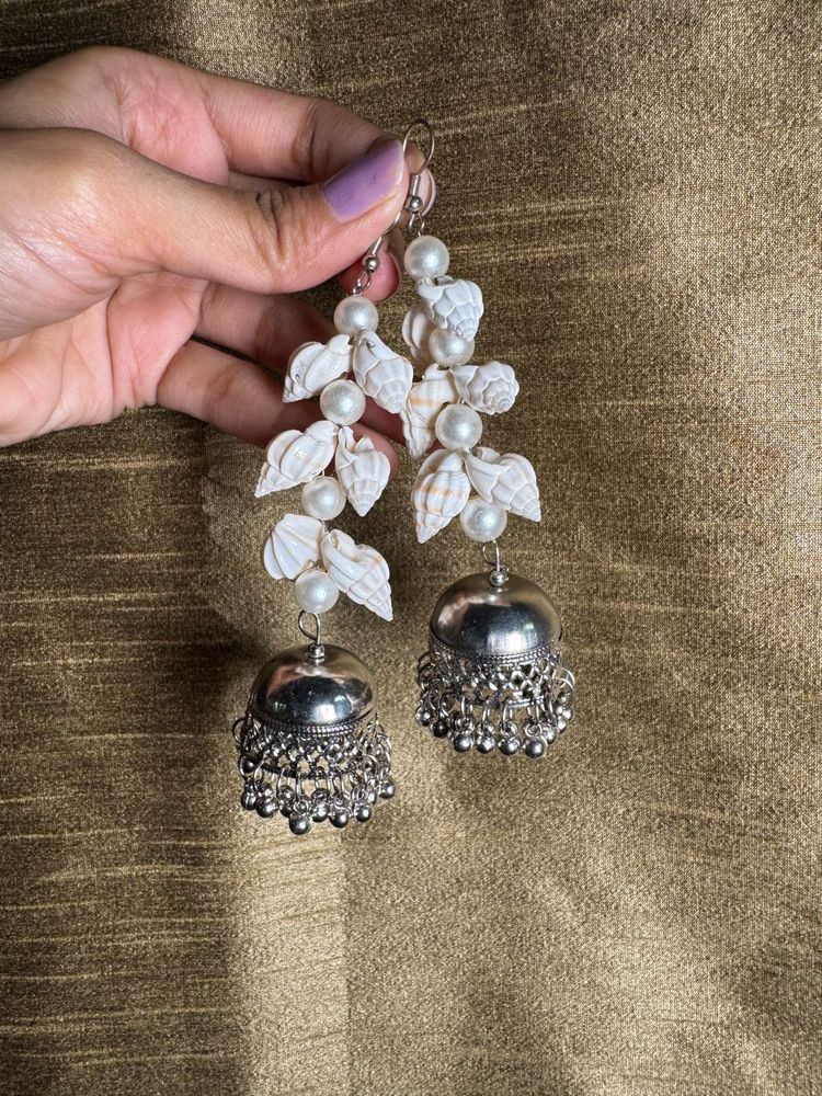 Oxidised &amp; Pearl Earrings