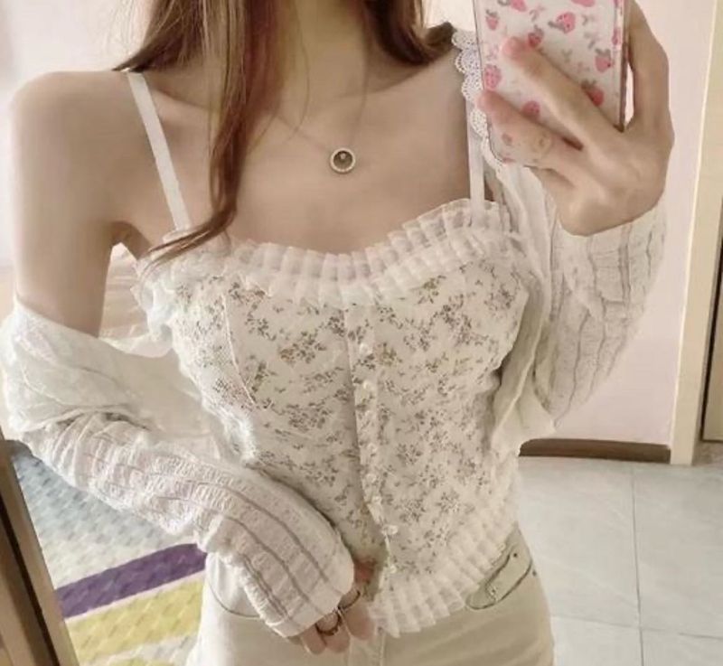 Padded Floral White Corset Top