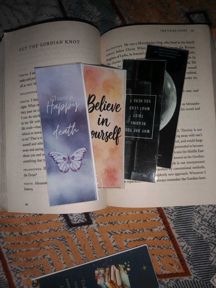 Set Of Four handmade printed book marks