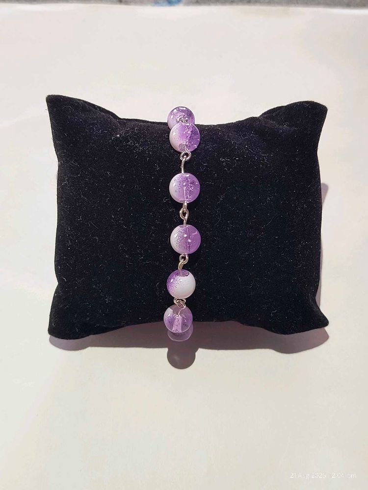 Set Of 2 Amethyst Beaded Bracelet