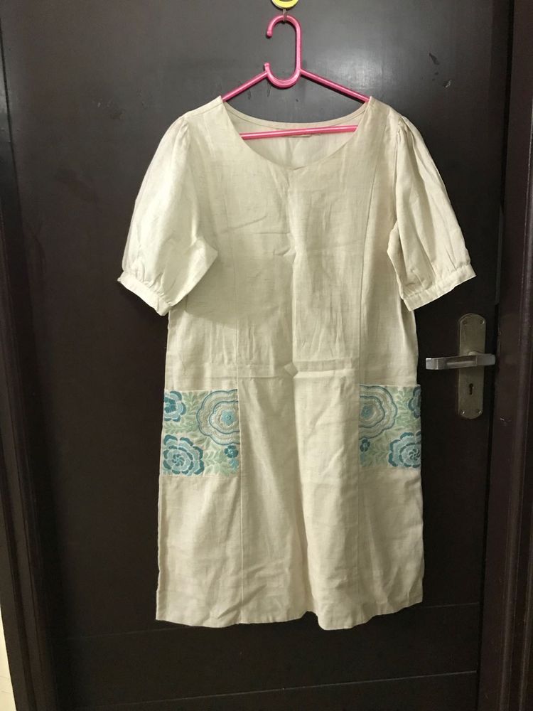 Beige in Colour Dress Size M