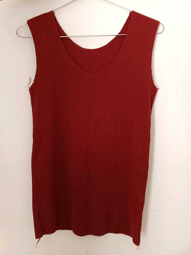 Red Ribbed Tank Top