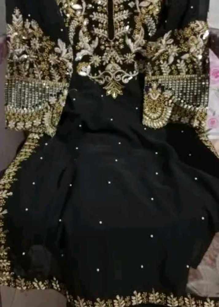 Elegant Black &amp; Gold Embellished Dress