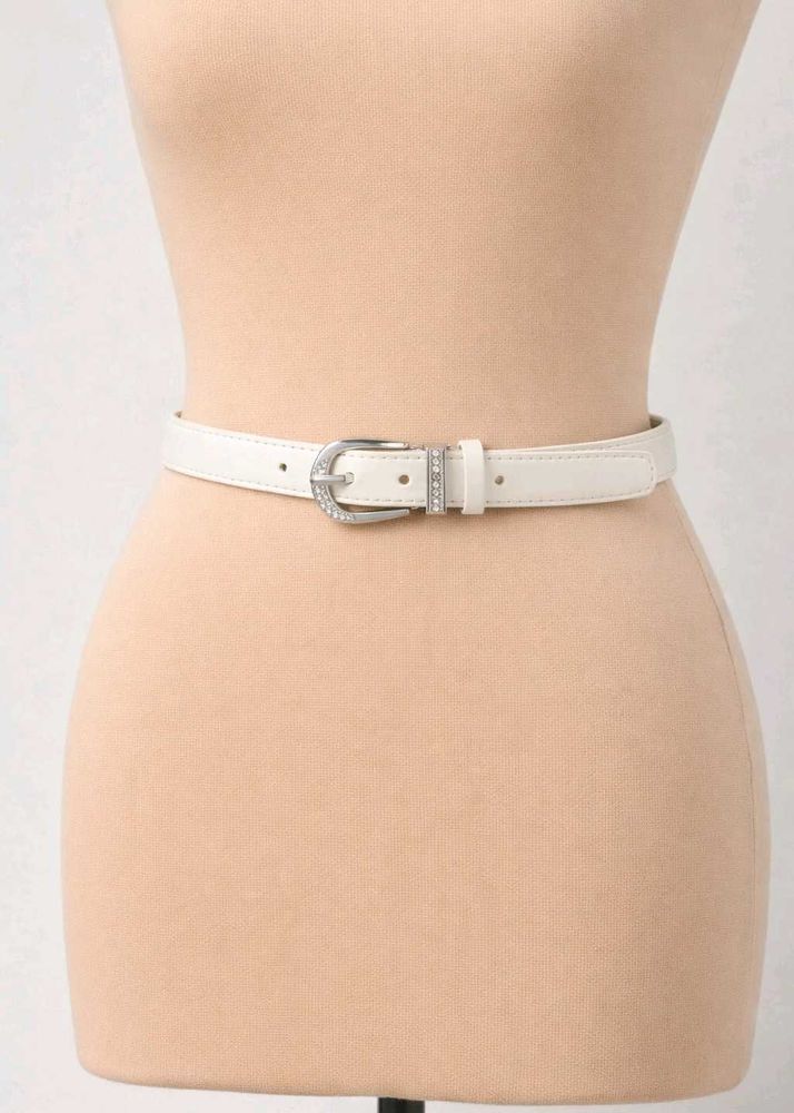 White Rhinestone Belt
