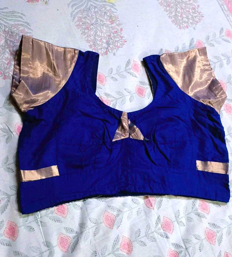 Elegent Blue &amp; Gold Blouse with margin