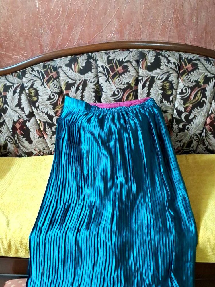 Blue Pleated Skirt
