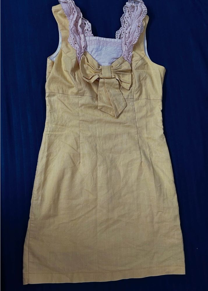 Cute Yellow Knee Length Dress
