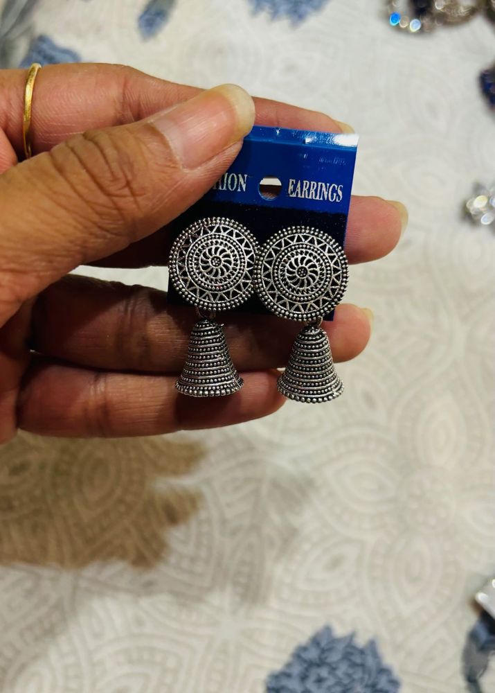 Silver Jhumka Earrings