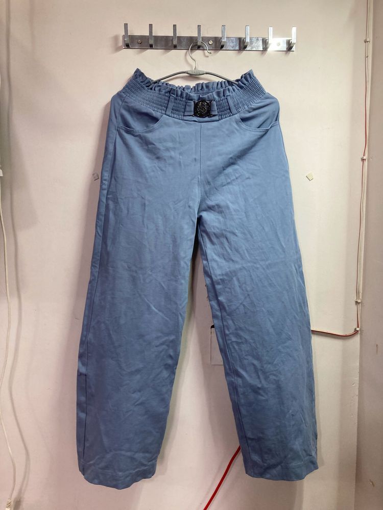 Wide Leg Blue Pants