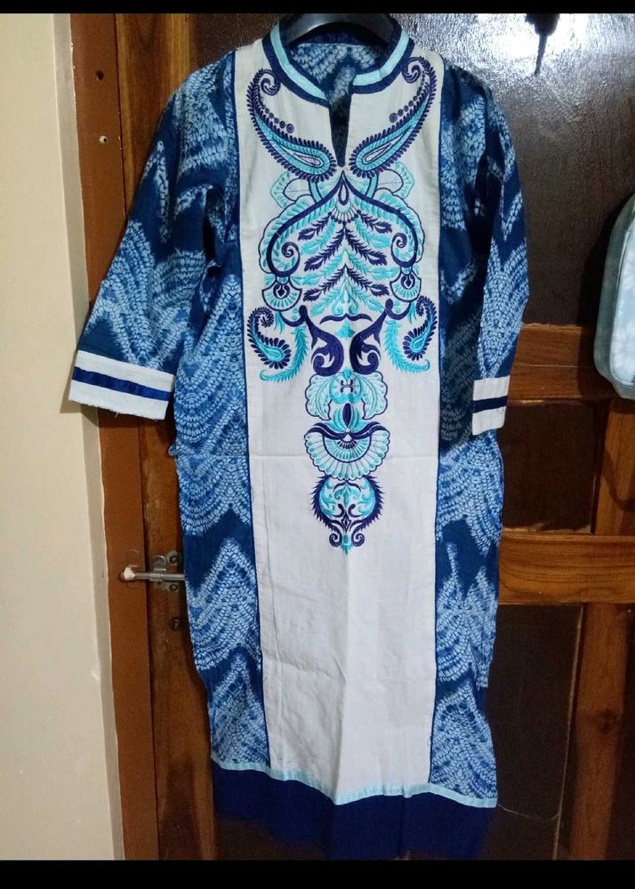 Blue Embroidered Kurti