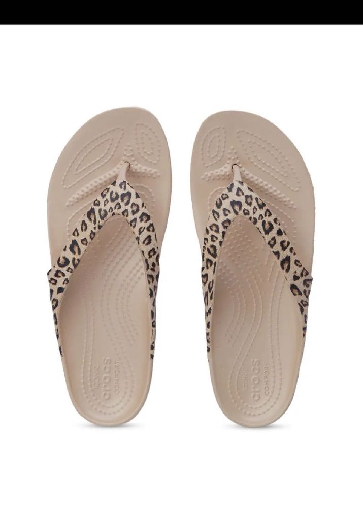 Crocs Leopard Print Flip Flops
