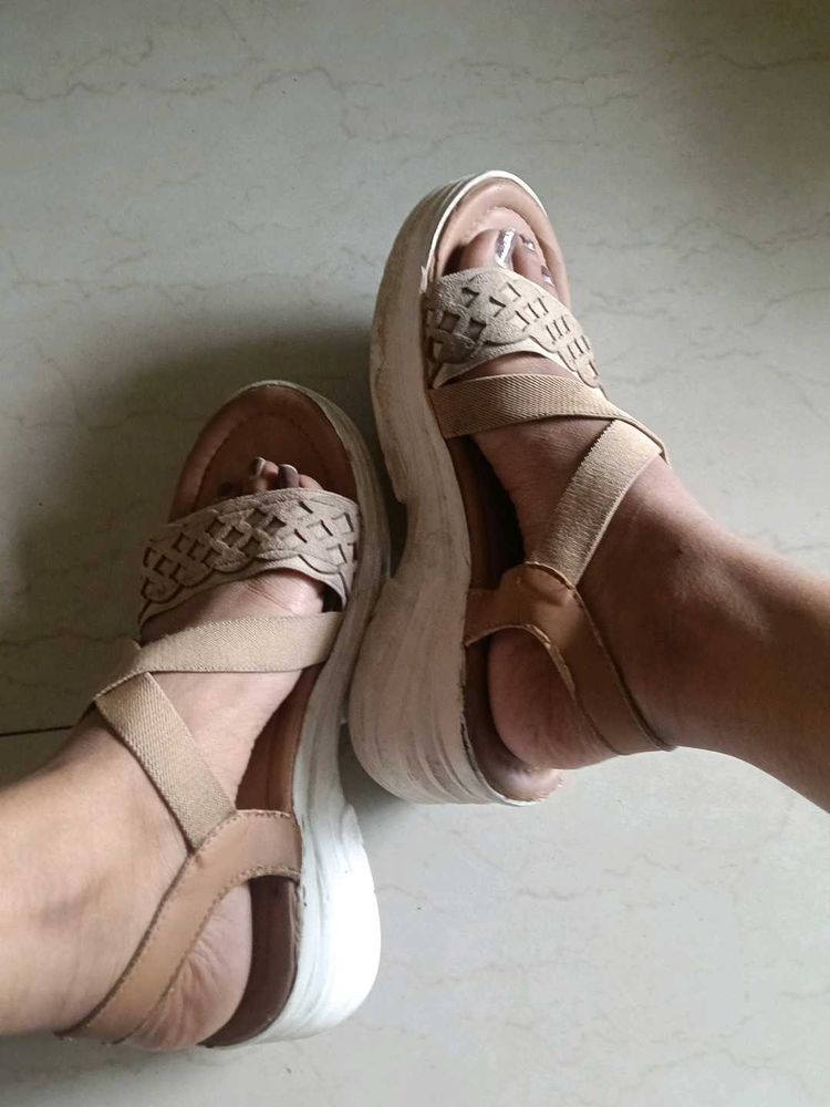 Beige Platform Sandals
