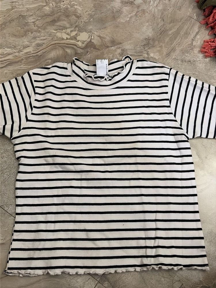 max Striped Ruffle Trim Tee