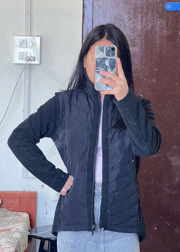 Black Padded Jacket with Fleece