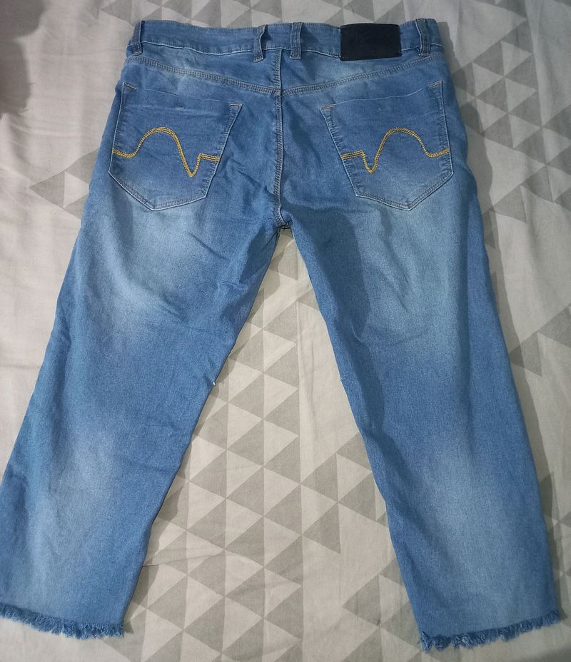 Blue Denim Jeans 3/4