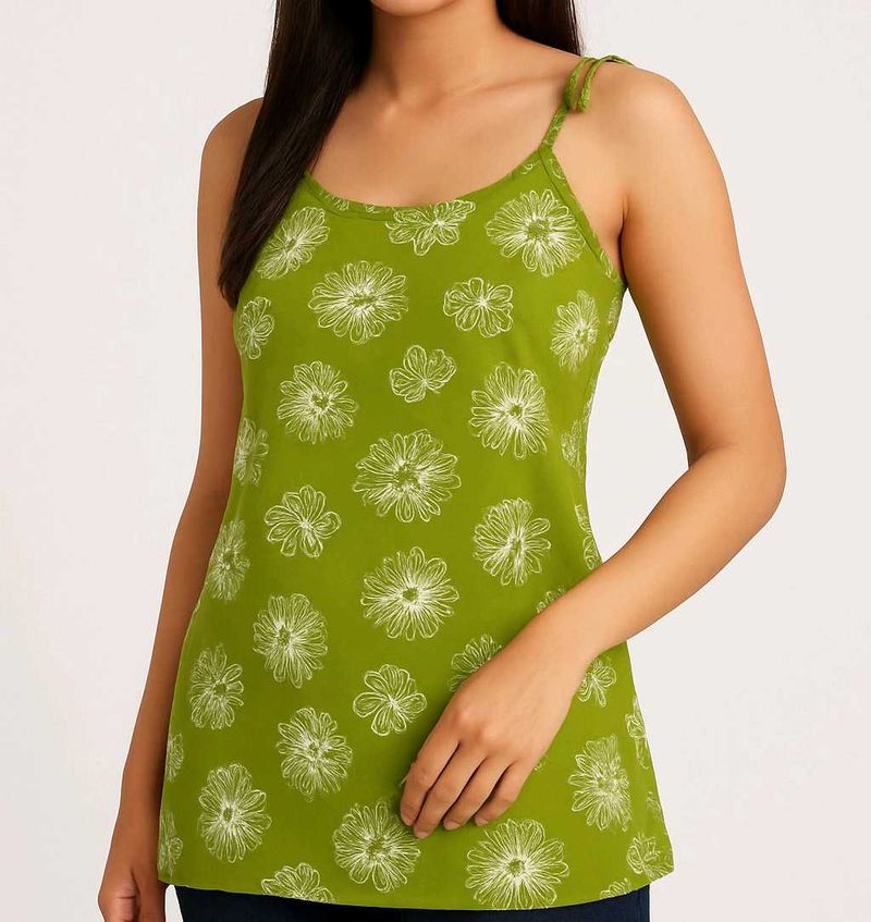 Green Floral Tank Top