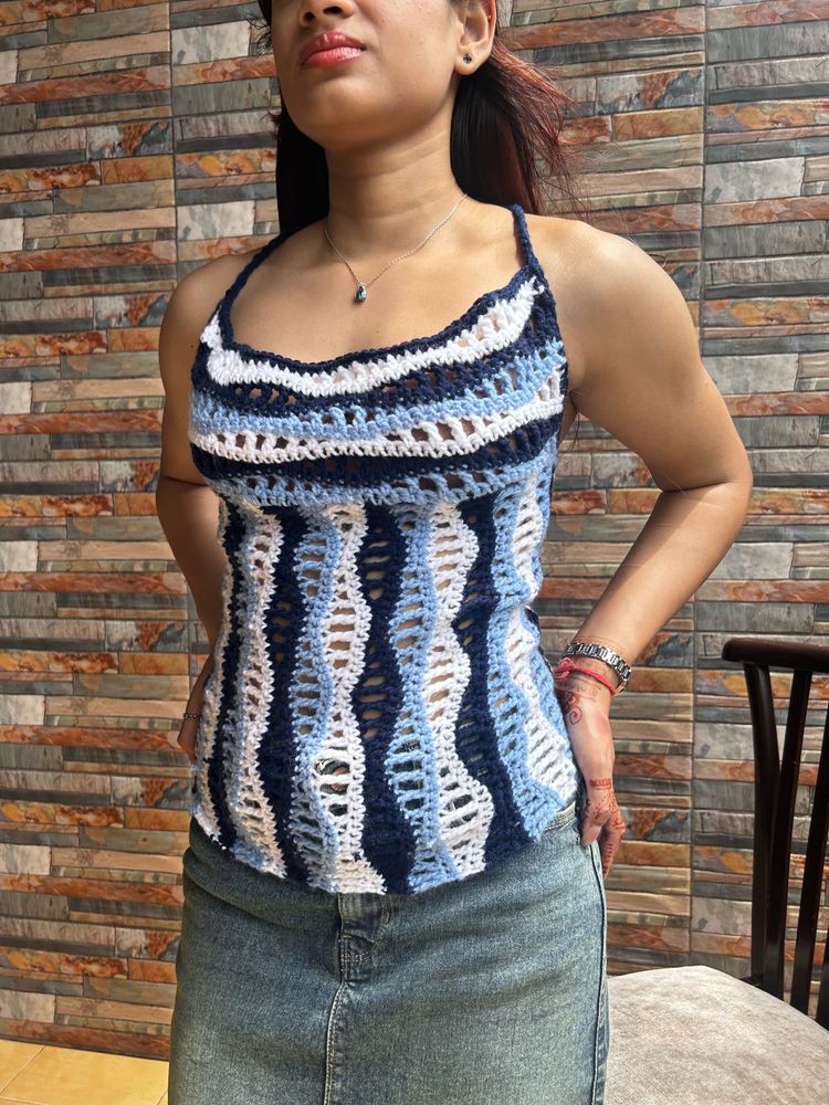 Crochet ocean ripple stitch Top