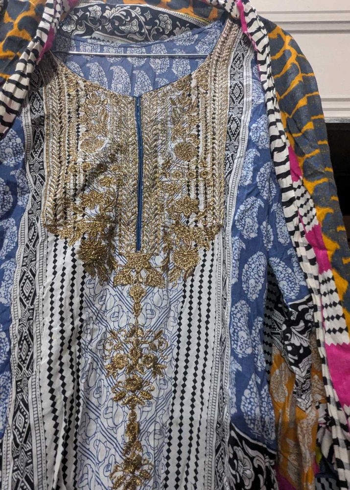 combo Embroidered Ethnic Kurta &amp; Dupatta Set