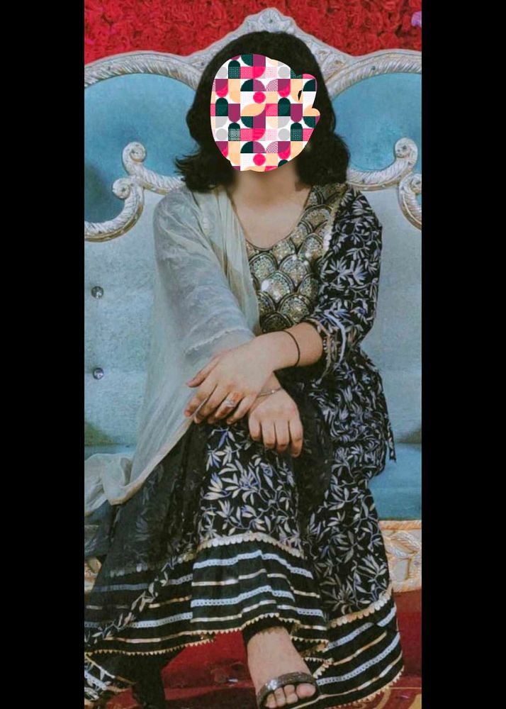Anarkali sequins heavy neckwork