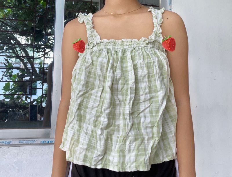 Green Plaid Cami Top