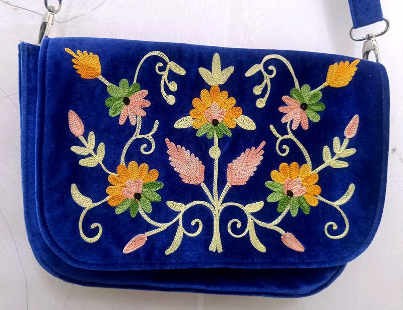 Blue Floral Crossbody Bag