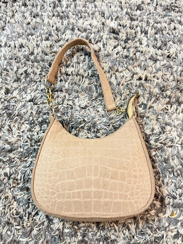 Beige Croc Handbag