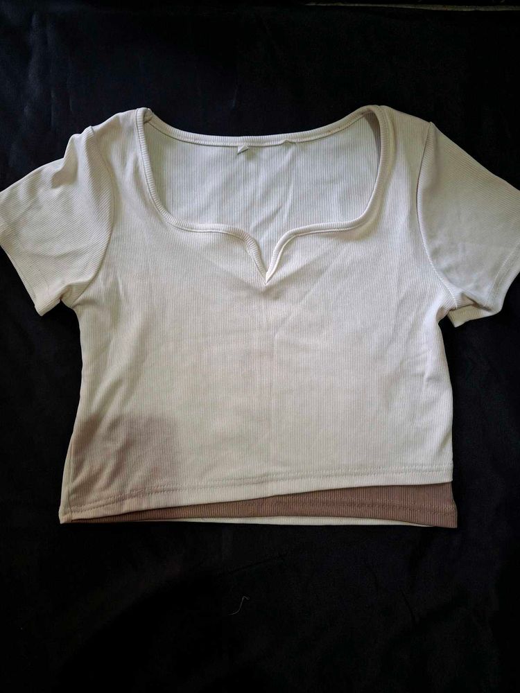 Cute Beige Crop Top