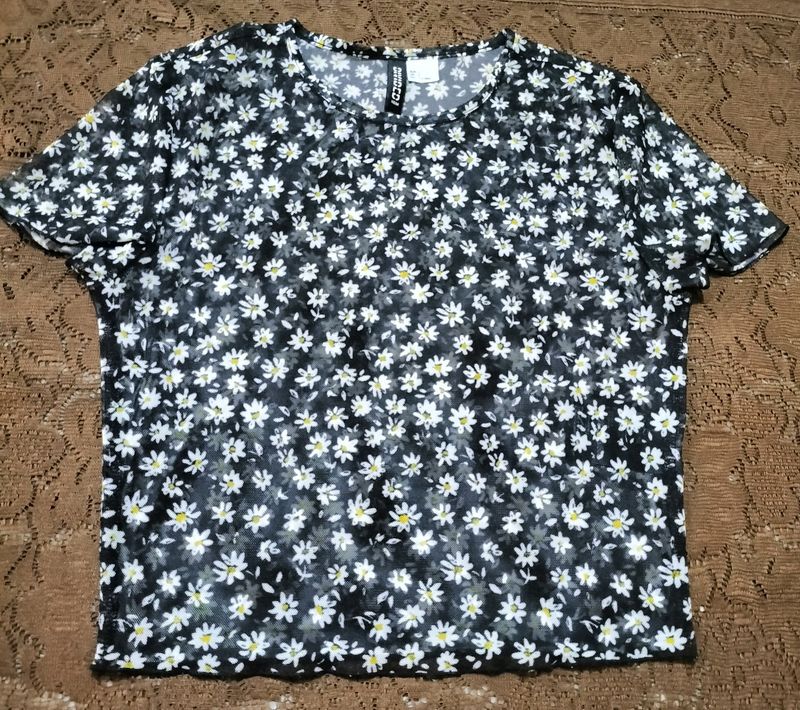 H&amp;M Brand Net Floral Top Size-26