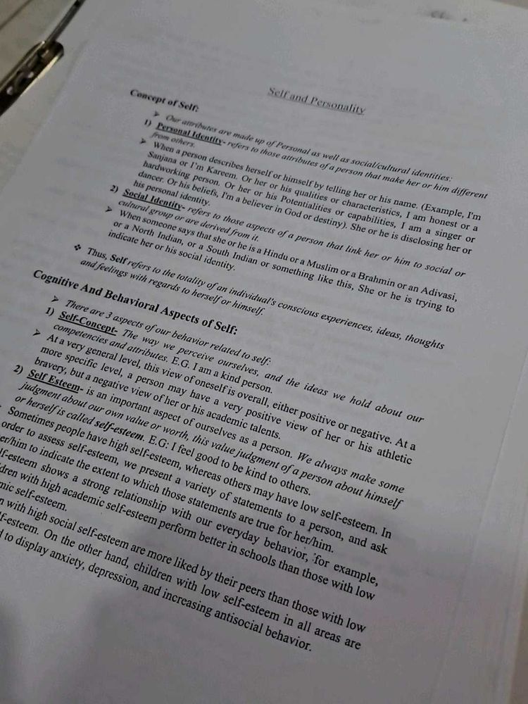 Chapter wise Class 12 Psychology Notes