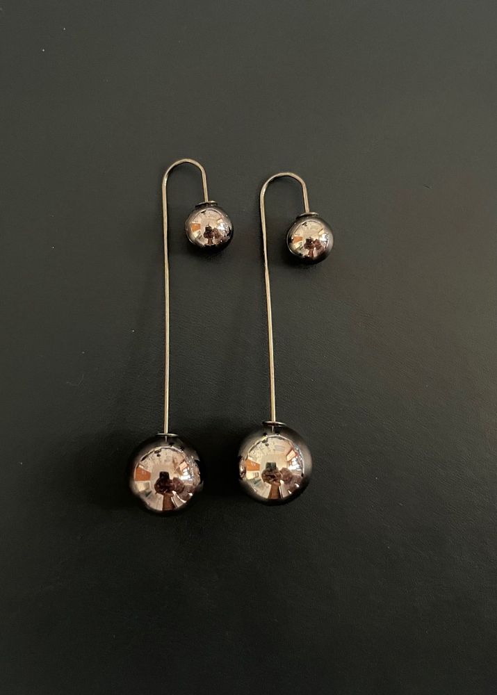 Silver Orb Drop Earrings