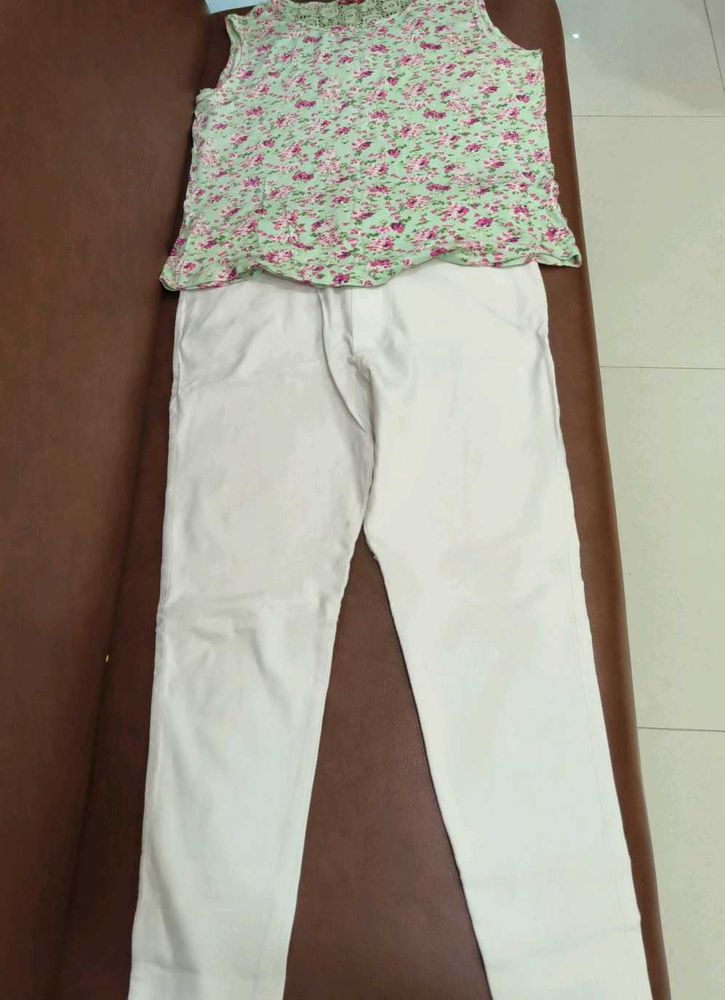 Floral Top, White pants free!