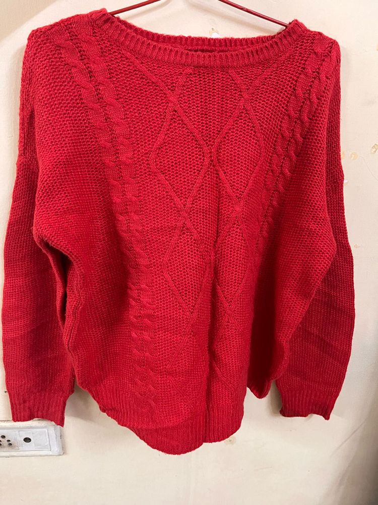 Red Knit Pullover