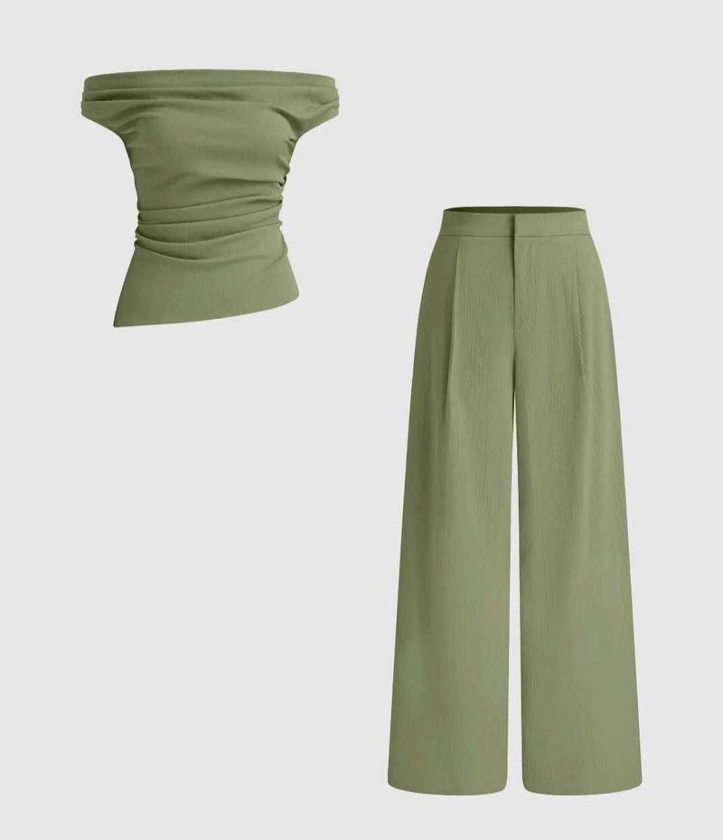 Off-Shoulder With Straight Leg Trousers