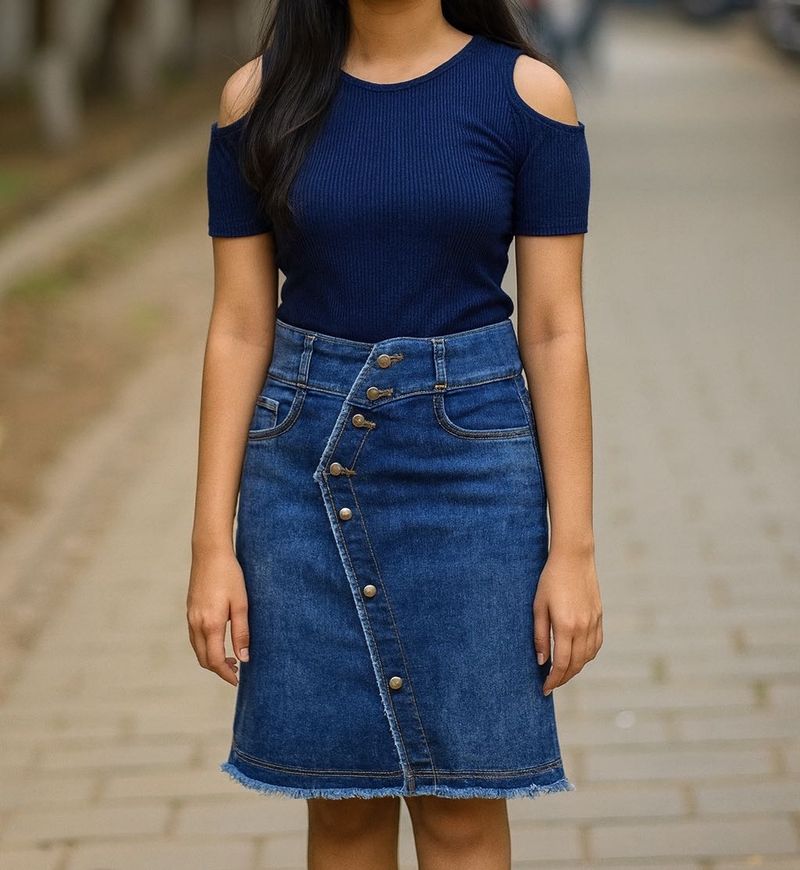 Knee Length Denim Skirt