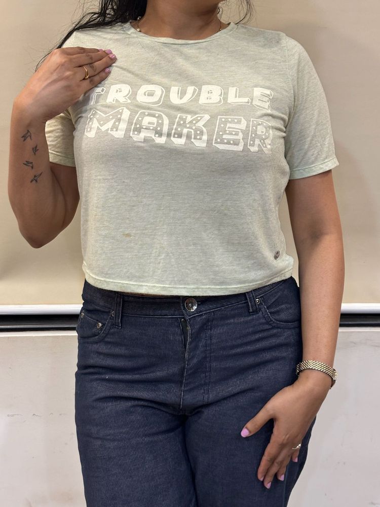 ONLY Brand Trouble Maker Crop TOP